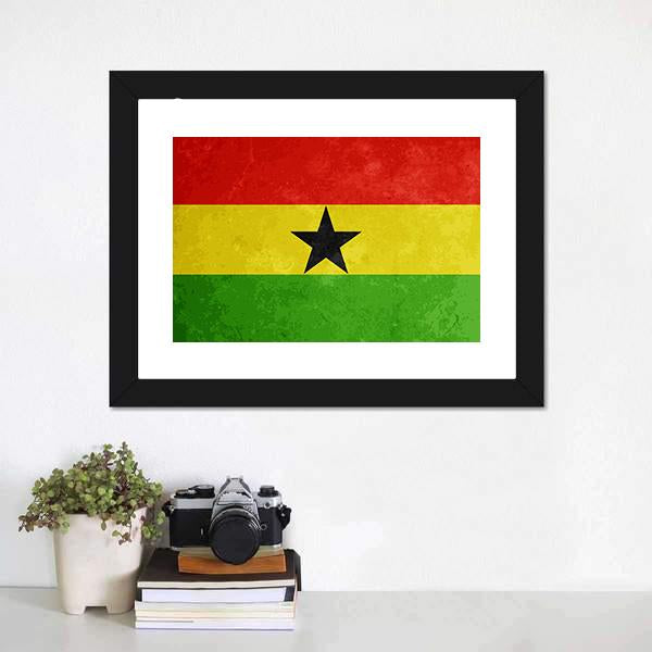 Grunge Textured Flag Of Ghana Canvas Wall Art-1 Piece-Framed Print-20" x 16"-Tiaracle