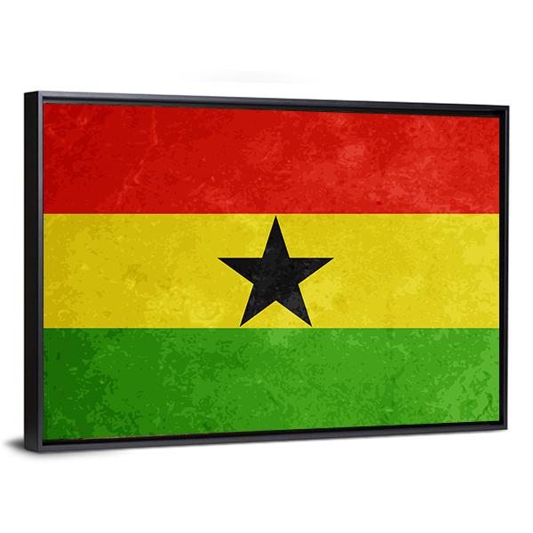 Grunge Textured Flag Of Ghana Canvas Wall Art-3 Horizontal-Gallery Wrap-25" x 16"-Tiaracle