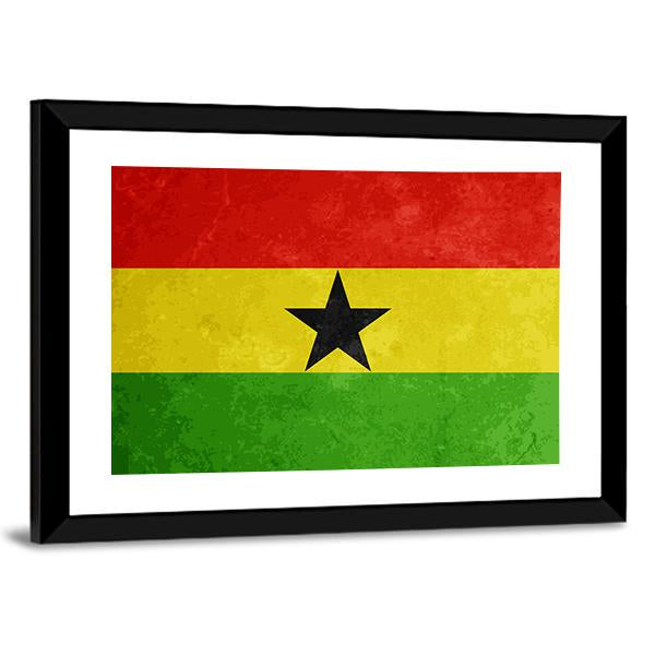 Grunge Textured Flag Of Ghana Canvas Wall Art-3 Horizontal-Gallery Wrap-25" x 16"-Tiaracle