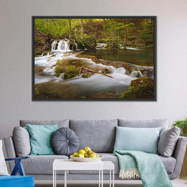 Grza River In Serbia Canvas Wall Art-3 Horizontal-Gallery Wrap-25" x 16"-Tiaracle