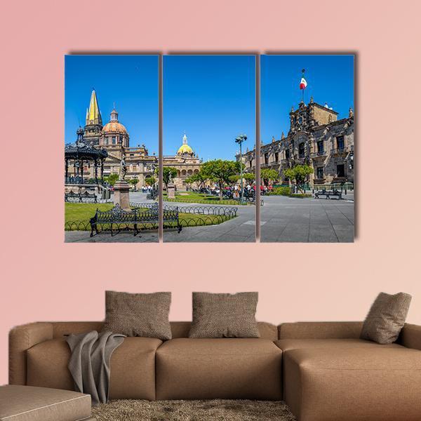 Guadalajara Cathedral Canvas Wall Art-3 Horizontal-Gallery Wrap-25" x 16"-Tiaracle