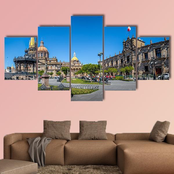 Guadalajara Cathedral Canvas Wall Art-5 Star-Gallery Wrap-62" x 32"-Tiaracle