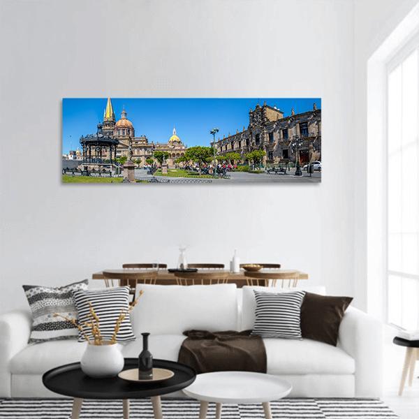 Guadalajara Cathedral Panoramic Canvas Wall Art-1 Piece-36" x 12"-Tiaracle