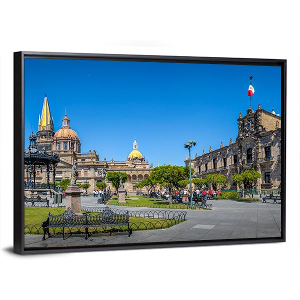 Guadalajara Cathedral Canvas Wall Art-3 Horizontal-Gallery Wrap-25" x 16"-Tiaracle