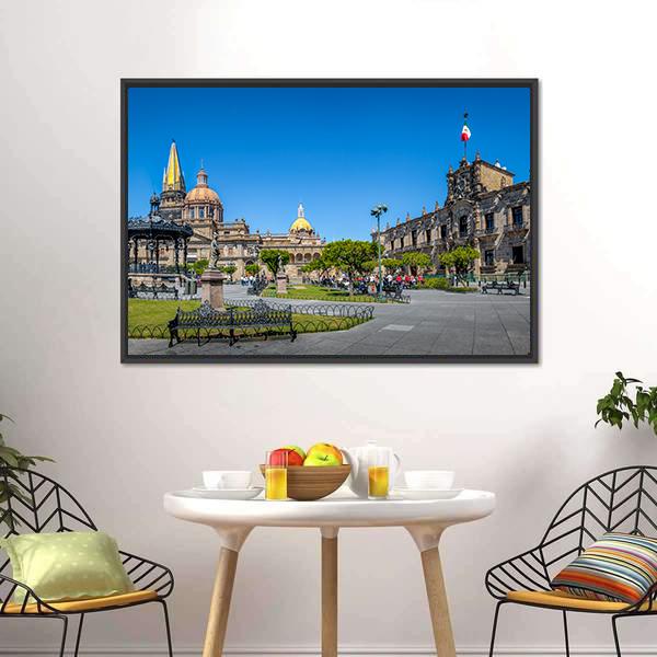 Guadalajara Cathedral Canvas Wall Art-3 Horizontal-Gallery Wrap-25" x 16"-Tiaracle