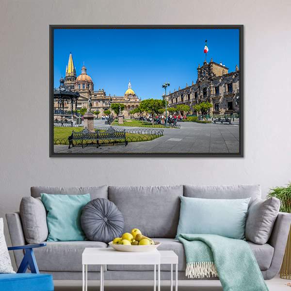 Guadalajara Cathedral Canvas Wall Art-3 Horizontal-Gallery Wrap-25" x 16"-Tiaracle
