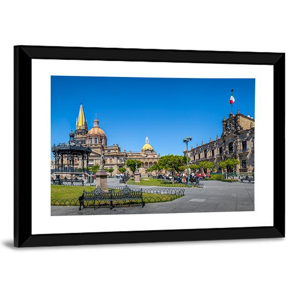 Guadalajara Cathedral Canvas Wall Art-3 Horizontal-Gallery Wrap-25" x 16"-Tiaracle