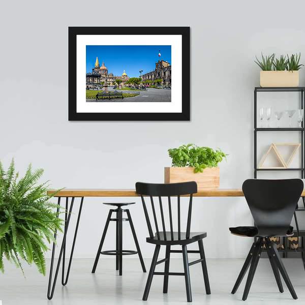 Guadalajara Cathedral Canvas Wall Art-3 Horizontal-Gallery Wrap-25" x 16"-Tiaracle