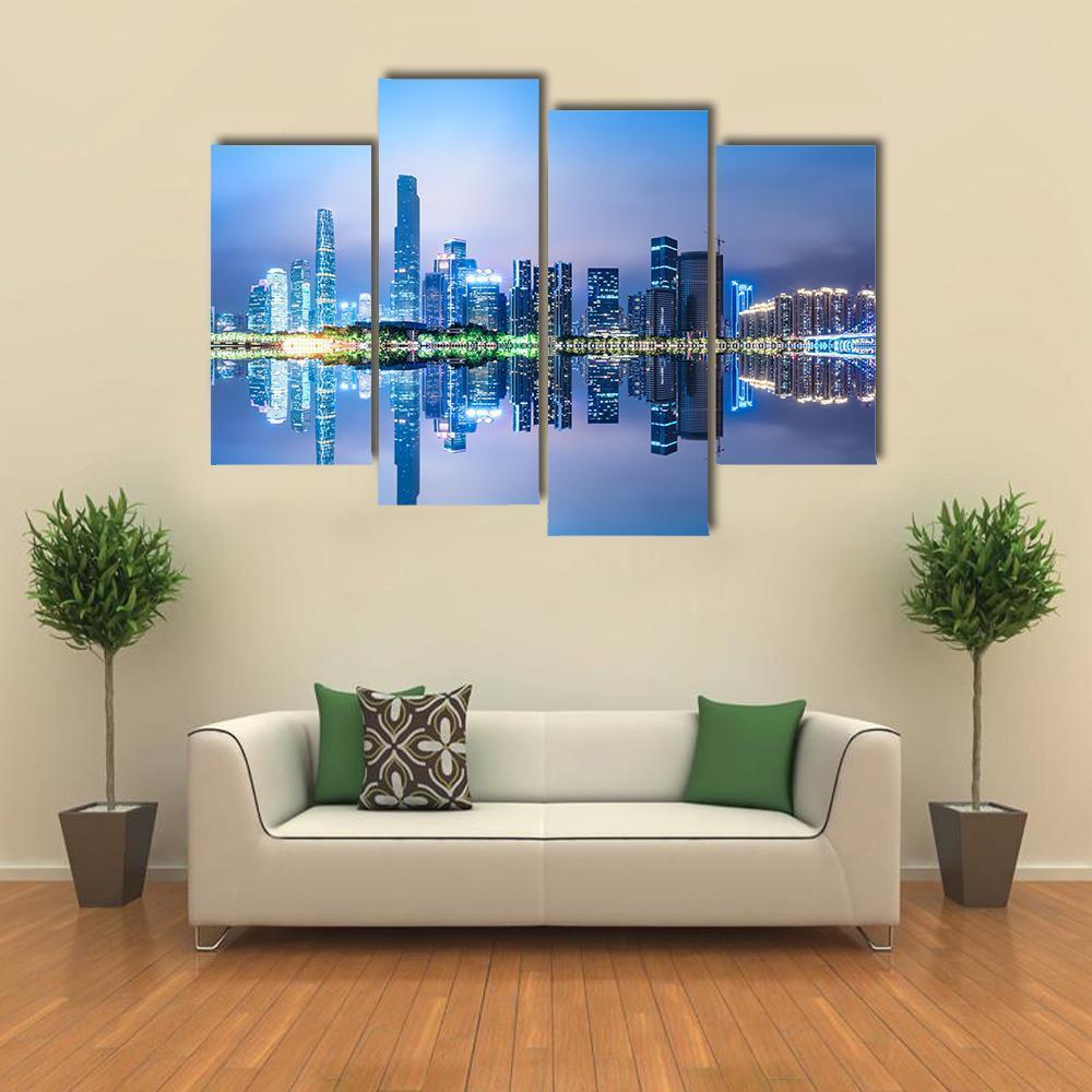 Guangzhou City Skyline Canvas Wall Art-4 Pop-Gallery Wrap-50" x 32"-Tiaracle