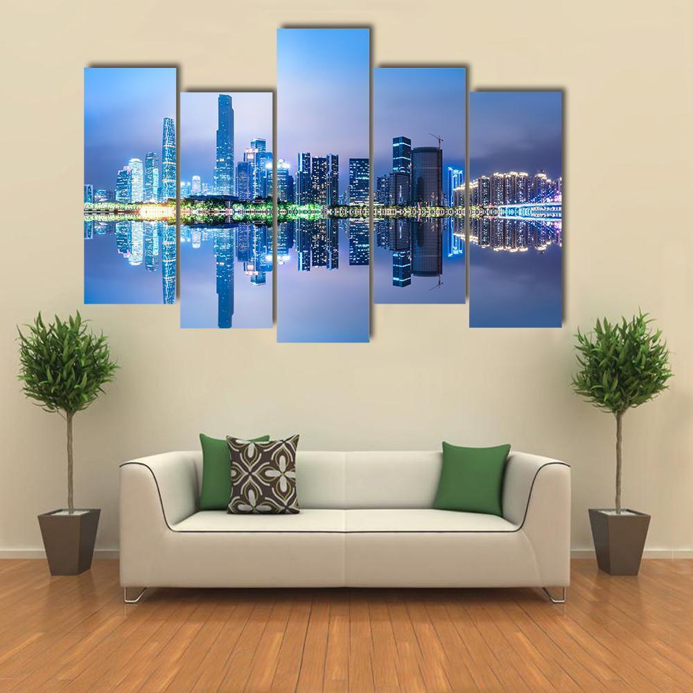 Guangzhou City Skyline Canvas Wall Art-5 Pop-Gallery Wrap-47" x 32"-Tiaracle