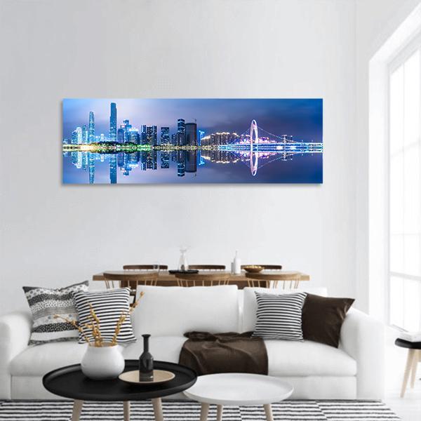 Guangzhou City Skyline Panoramic Canvas Wall Art-3 Piece-25" x 08"-Tiaracle