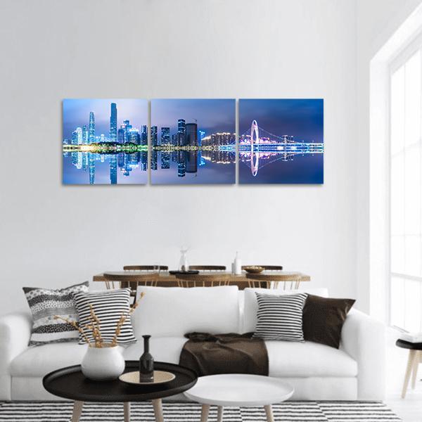 Guangzhou City Skyline Panoramic Canvas Wall Art-3 Piece-25" x 08"-Tiaracle