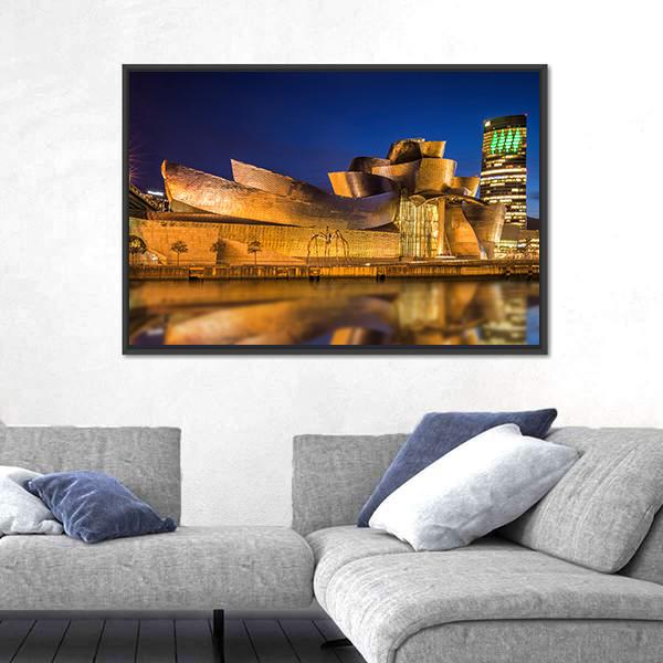 Guggenheim Museum Bilbao Spain Canvas Wall Art-1 Piece-Floating Frame-24" x 16"-Tiaracle