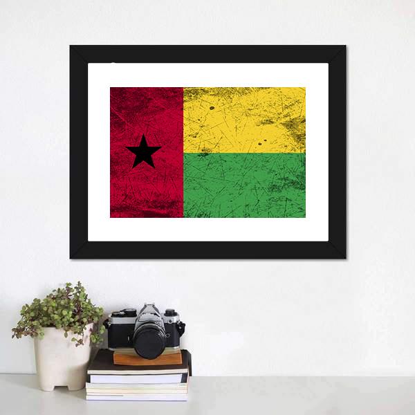 Guinea-Bissau Flag Canvas Wall Art-1 Piece-Framed Print-20" x 16"-Tiaracle