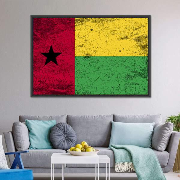 Guinea-Bissau Flag Canvas Wall Art-5 Horizontal-Gallery Wrap-22" x 12"-Tiaracle