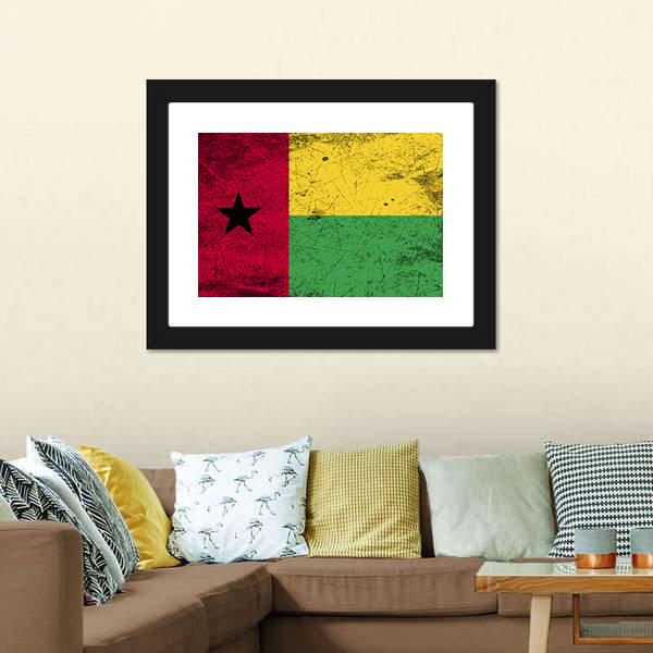 Guinea-Bissau Flag Canvas Wall Art-5 Horizontal-Gallery Wrap-22" x 12"-Tiaracle