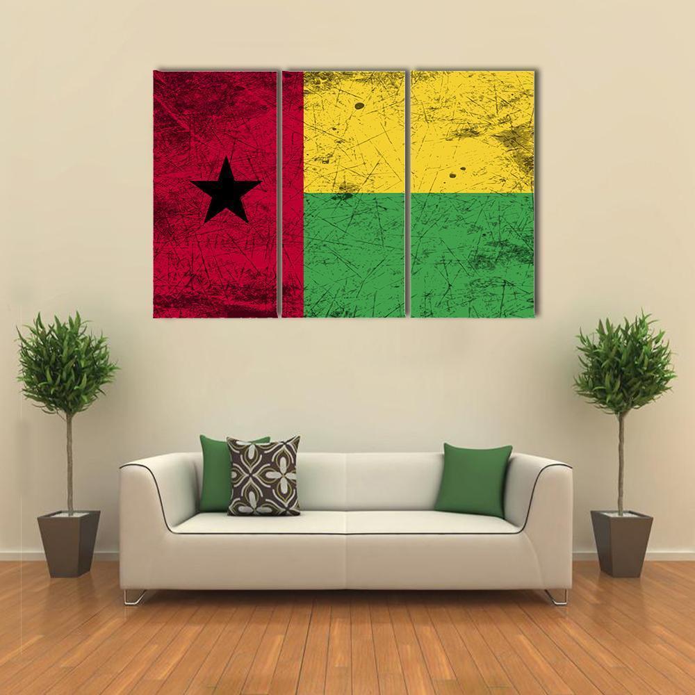 Guinea-Bissau Flag Canvas Wall Art-3 Horizontal-Gallery Wrap-37" x 24"-Tiaracle