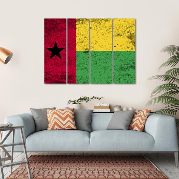 Guinea-Bissau Flag Canvas Wall Art-4 Horizontal-Gallery Wrap-34" x 24"-Tiaracle