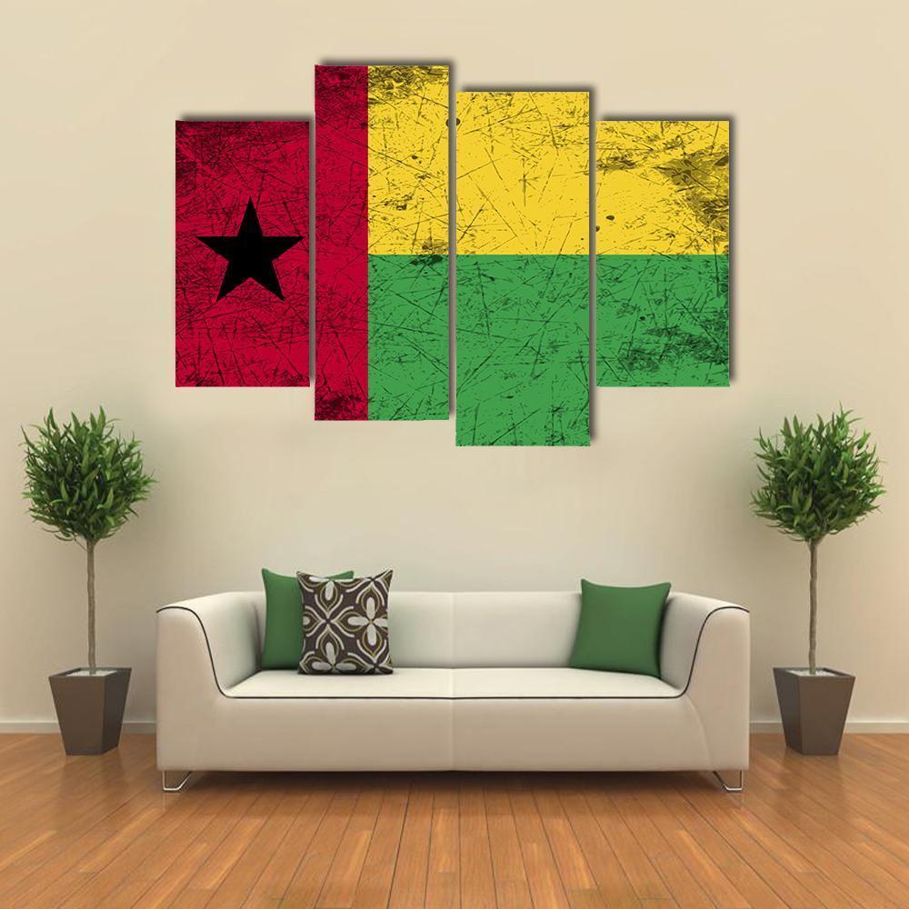 Guinea-Bissau Flag Canvas Wall Art-4 Pop-Gallery Wrap-50" x 32"-Tiaracle