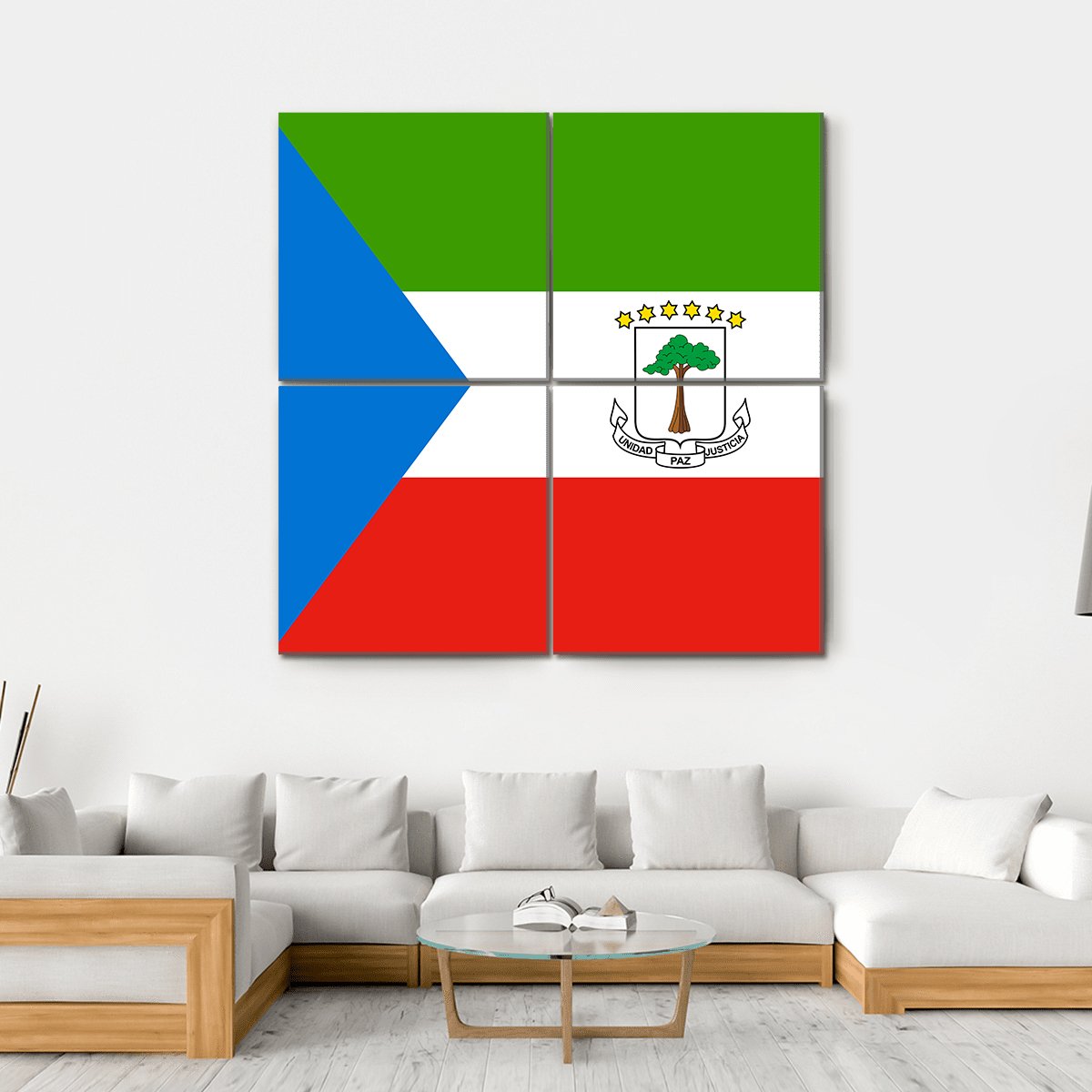 Guinean National Official Flag Canvas Wall Art-4 Square-Gallery Wrap-17" x 17"-Tiaracle
