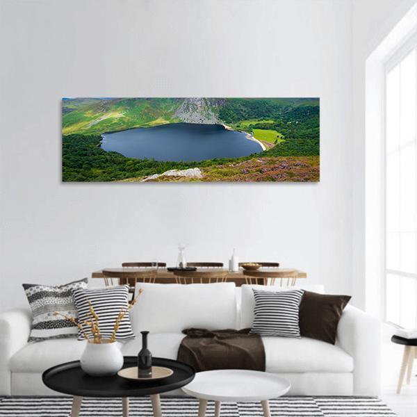 Lough Tay Lake Ireland Panoramic Canvas Wall Art-3 Piece-25" x 08"-Tiaracle