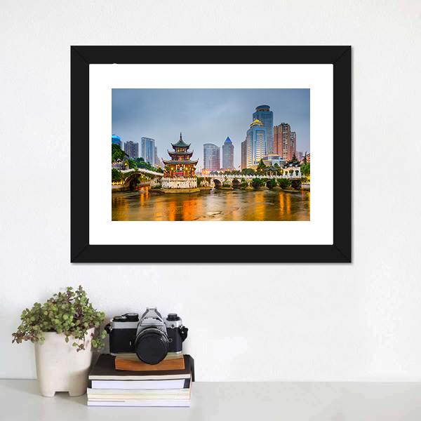 Guiyang City Skyline China Canvas Wall Art-1 Piece-Framed Print-30" x 20"-Tiaracle