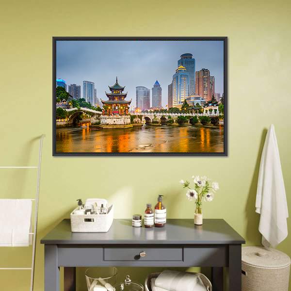 Guiyang City Skyline China Canvas Wall Art-1 Piece-Floating Frame-36" x 24"-Tiaracle