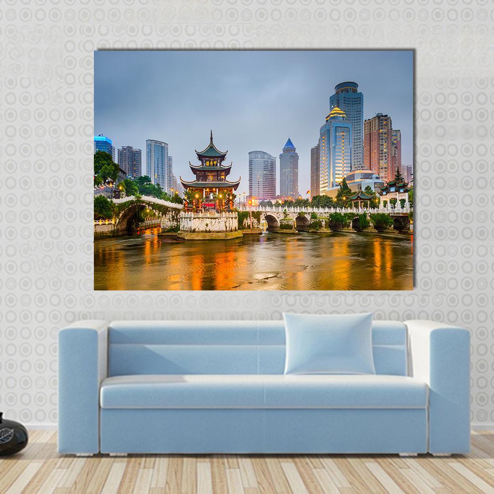 Guiyang City Skyline China Canvas Wall Art-1 Piece-Gallery Wrap-36" x 24"-Tiaracle