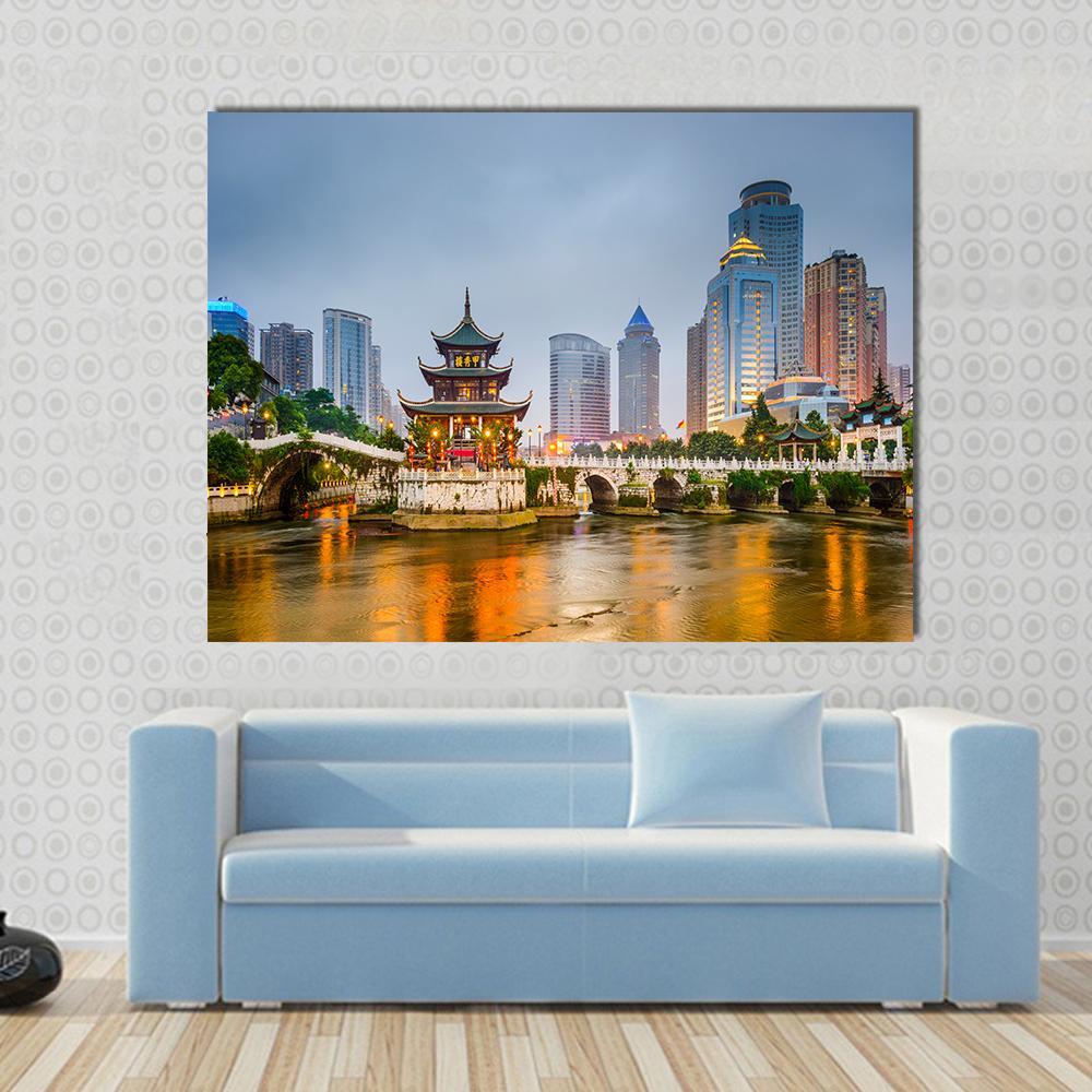 Guiyang City Skyline China Canvas Wall Art-4 Horizontal-Gallery Wrap-34" x 24"-Tiaracle