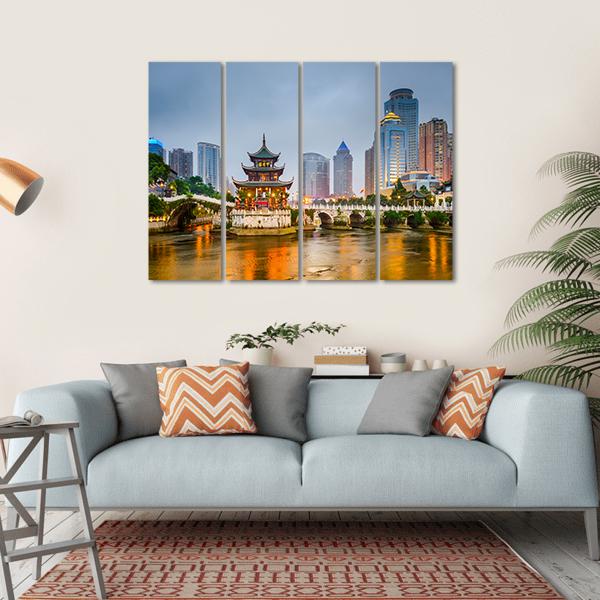 Guiyang City Skyline China Canvas Wall Art-4 Horizontal-Gallery Wrap-34" x 24"-Tiaracle