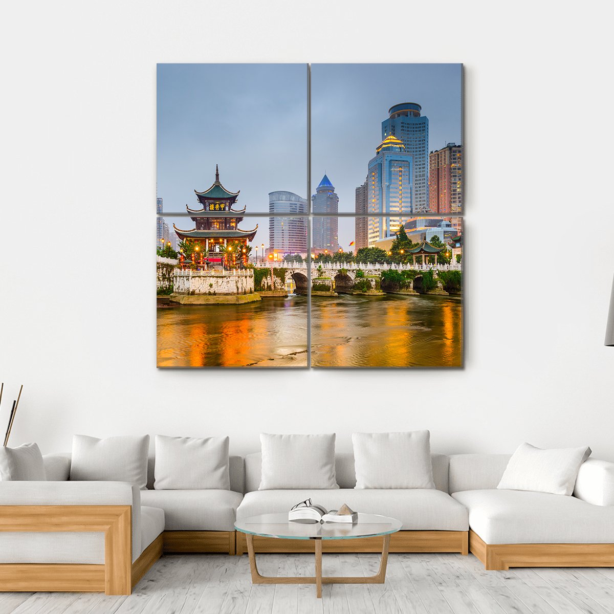 Guiyang City Skyline China Canvas Wall Art-4 Square-Gallery Wrap-17" x 17"-Tiaracle