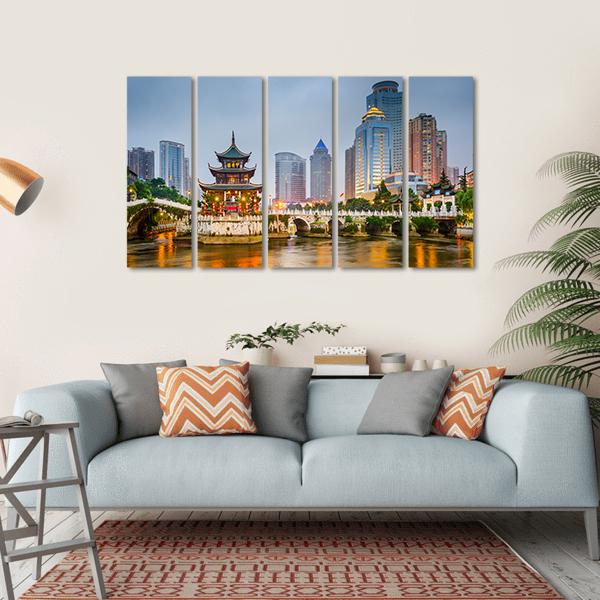 Guiyang City Skyline China Canvas Wall Art-5 Horizontal-Gallery Wrap-22" x 12"-Tiaracle