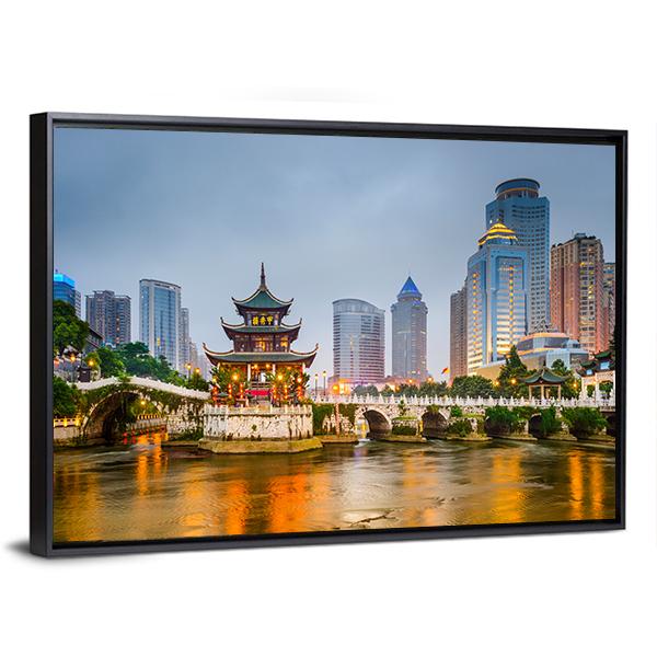 Guiyang City Skyline China Canvas Wall Art-5 Horizontal-Gallery Wrap-22" x 12"-Tiaracle