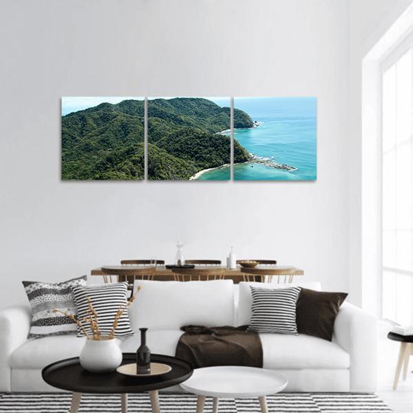 Ballena Bay Costa Rica Panoramic Canvas Wall Art-3 Piece-25" x 08"-Tiaracle