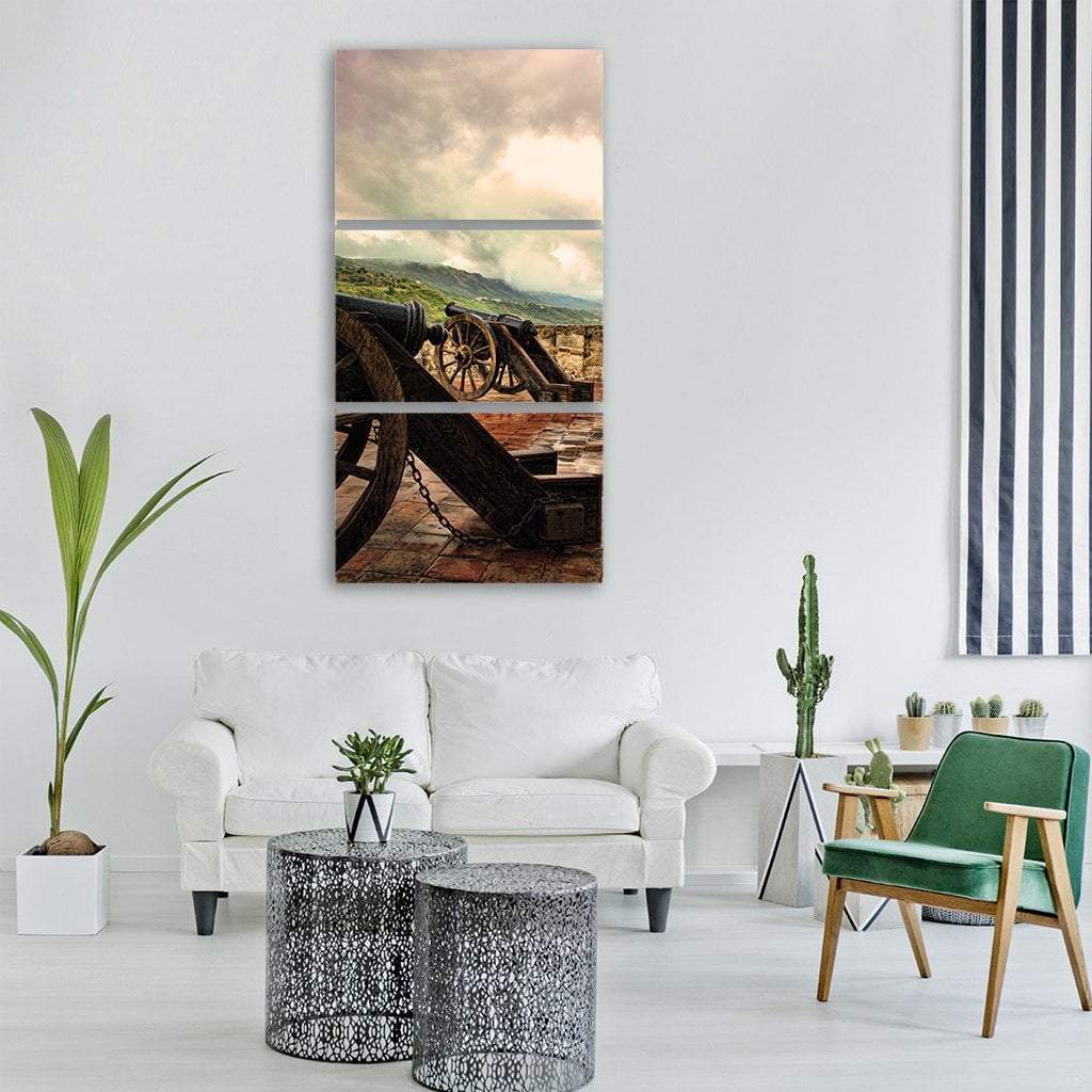 Gun In Calabria Castle Vertical Canvas Wall Art-3 Vertical-Gallery Wrap-12" x 25"-Tiaracle