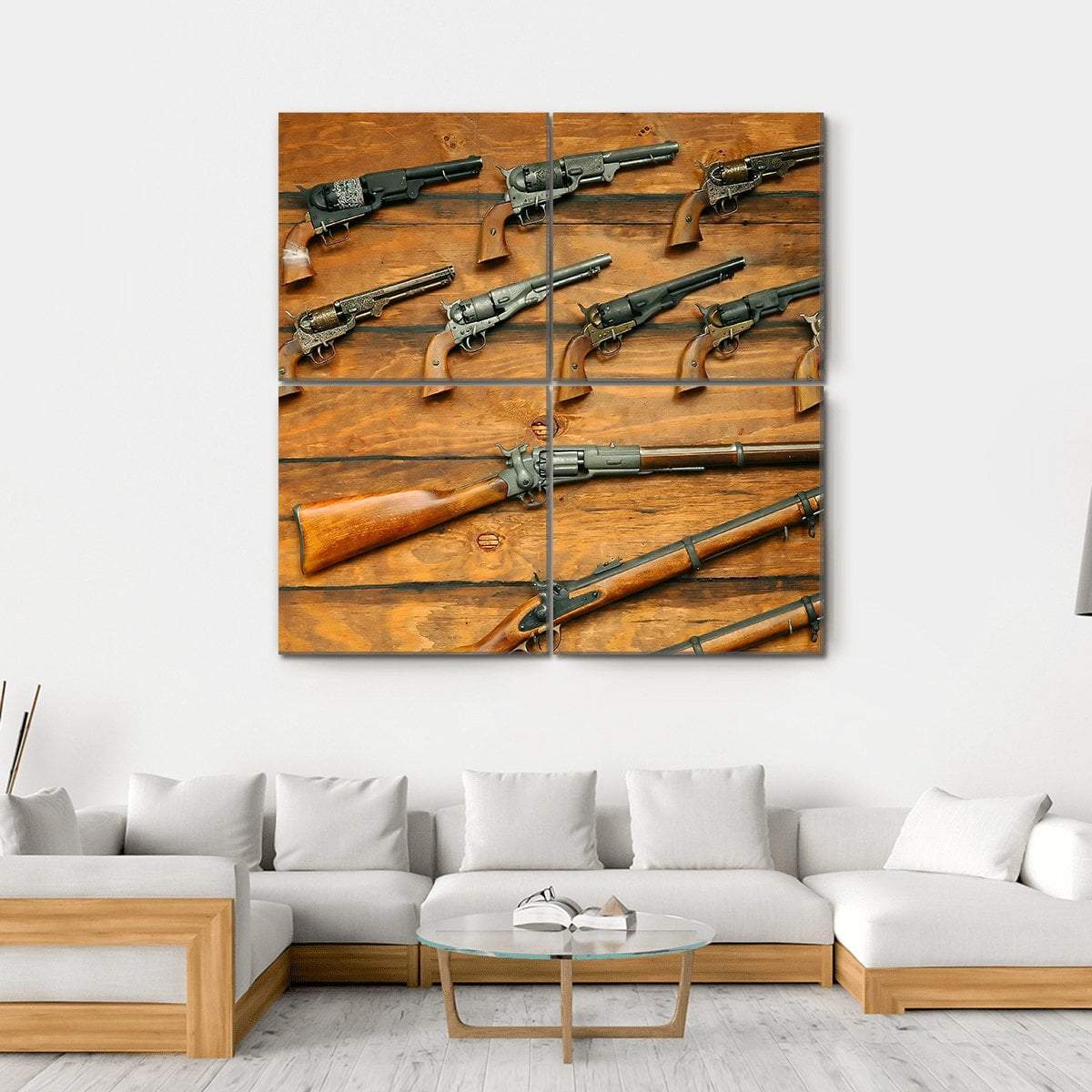 Guns &amp; Rifles Canvas Wall Art-4 Square-Gallery Wrap-17" x 17"-Tiaracle