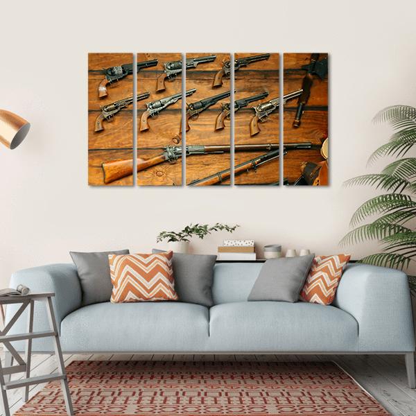 Guns & Rifles Canvas Wall Art-5 Horizontal-Gallery Wrap-22" x 12"-Tiaracle