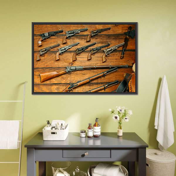 Guns &amp; Rifles Canvas Wall Art-5 Horizontal-Gallery Wrap-22" x 12"-Tiaracle