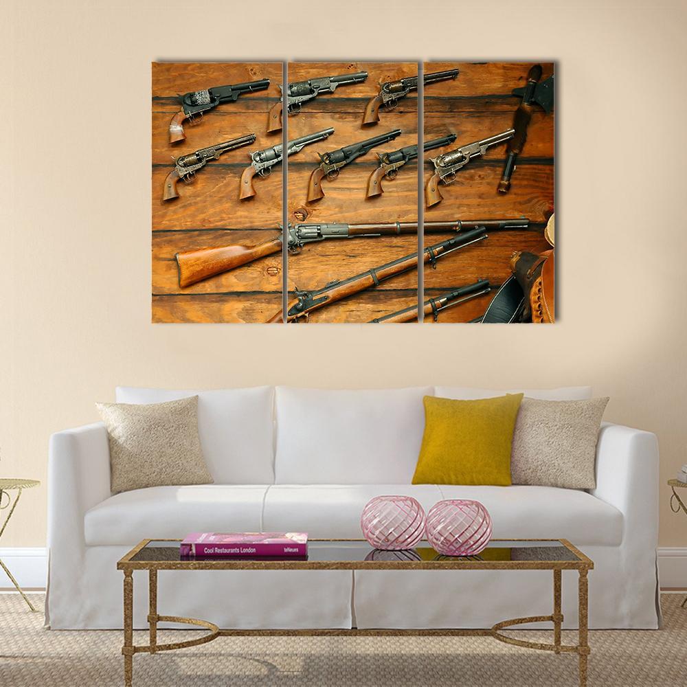 Guns &amp; Rifles Canvas Wall Art-3 Horizontal-Gallery Wrap-37&quot; x 24&quot;-Tiaracle