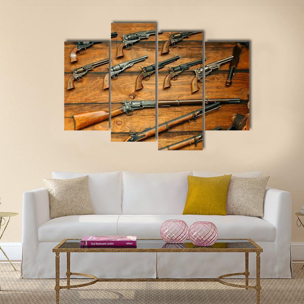Guns & Rifles Canvas Wall Art-4 Pop-Gallery Wrap-50" x 32"-Tiaracle