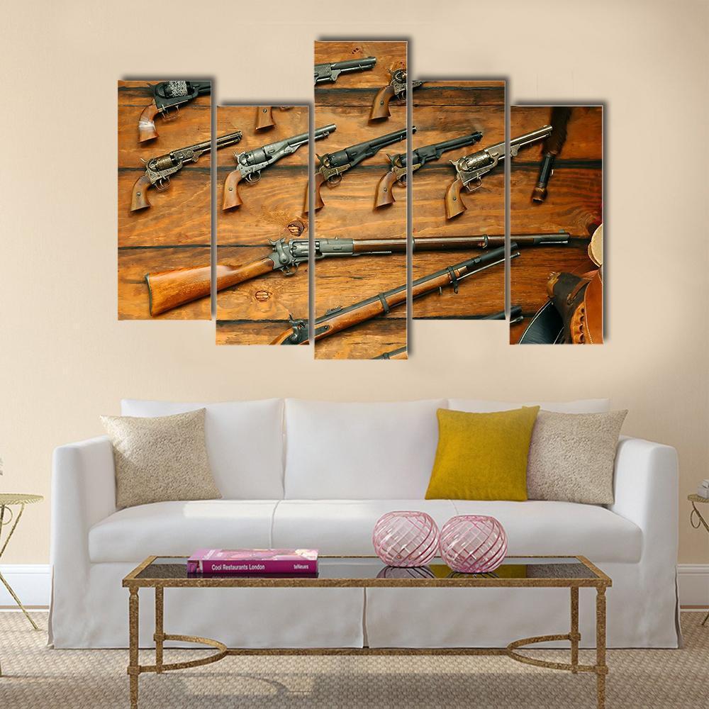 Guns &amp; Rifles Canvas Wall Art-5 Pop-Gallery Wrap-47&quot; x 32&quot;-Tiaracle