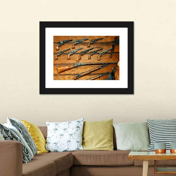 Guns & Rifles Panoramic Canvas Wall Art-1 Piece-36" x 12"-Tiaracle