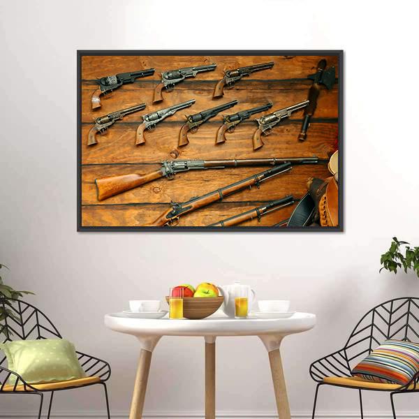 Guns & Rifles Panoramic Canvas Wall Art-1 Piece-36" x 12"-Tiaracle