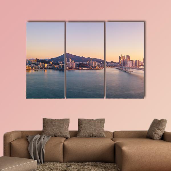 Aerial View Of Gwangan Bridge Canvas Wall Art-3 Horizontal-Gallery Wrap-25" x 16"-Tiaracle
