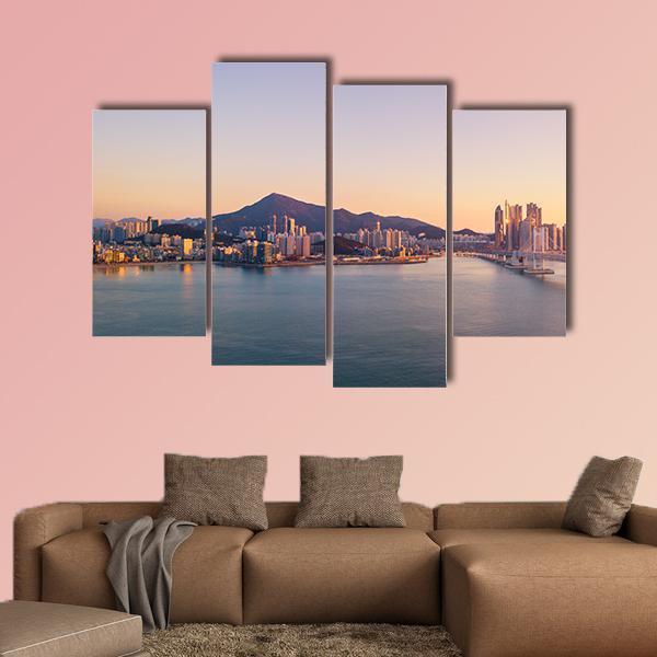 Aerial View Of Gwangan Bridge Canvas Wall Art-4 Pop-Gallery Wrap-50" x 32"-Tiaracle