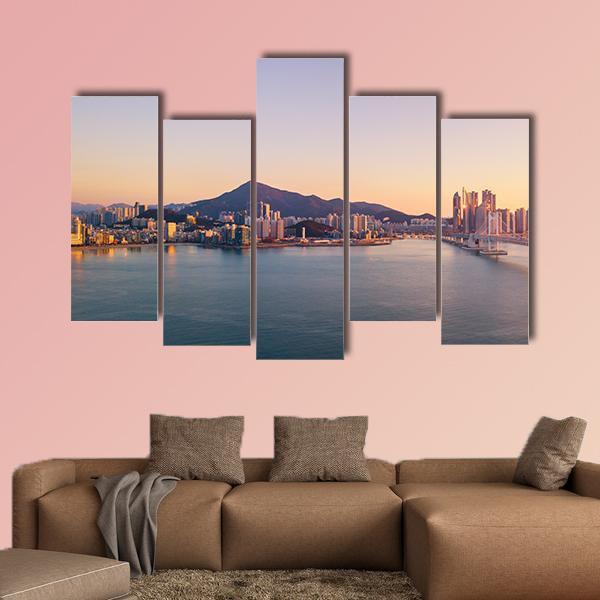 Aerial View Of Gwangan Bridge Canvas Wall Art-5 Pop-Gallery Wrap-47" x 32"-Tiaracle