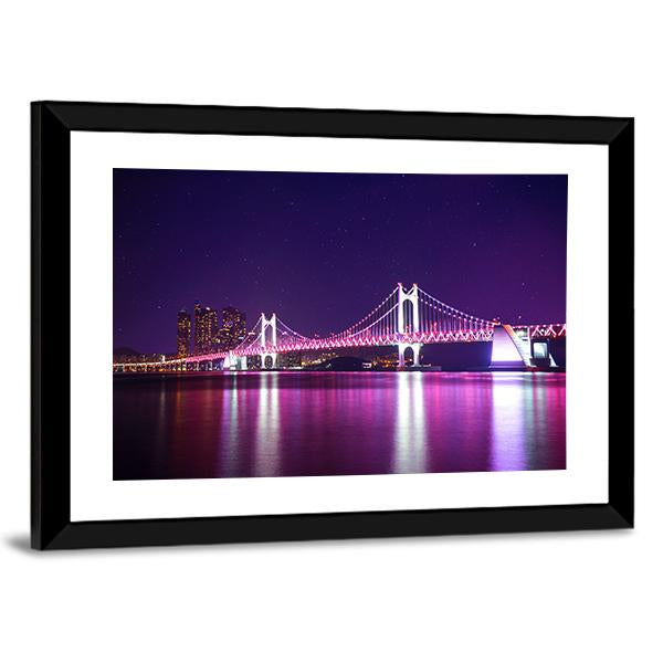 Gwangan Bridge At Night Canvas Wall Art-5 Horizontal-Gallery Wrap-22" x 12"-Tiaracle