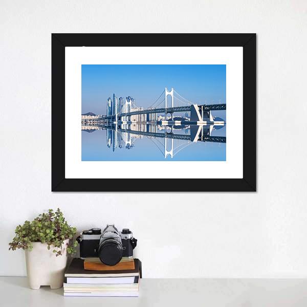 Gwangan Bridge Canvas Wall Art-1 Piece-Framed Print-20" x 16"-Tiaracle