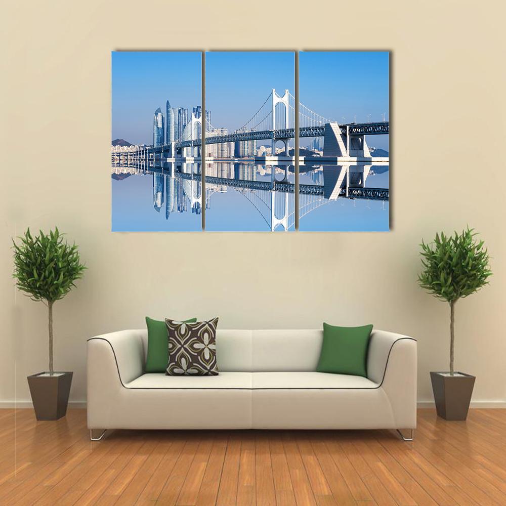 Gwangan Bridge Canvas Wall Art-3 Horizontal-Gallery Wrap-37" x 24"-Tiaracle