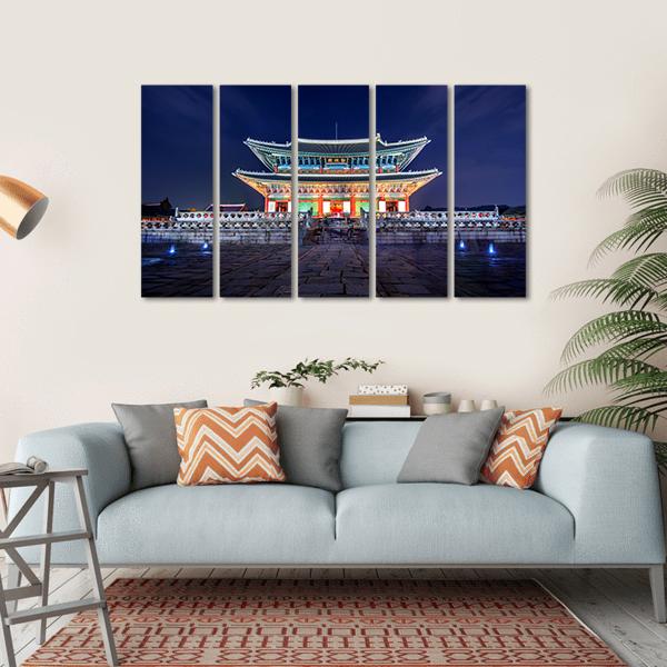 Gyeongbokgung Palace At Night Canvas Wall Art-5 Horizontal-Gallery Wrap-22" x 12"-Tiaracle